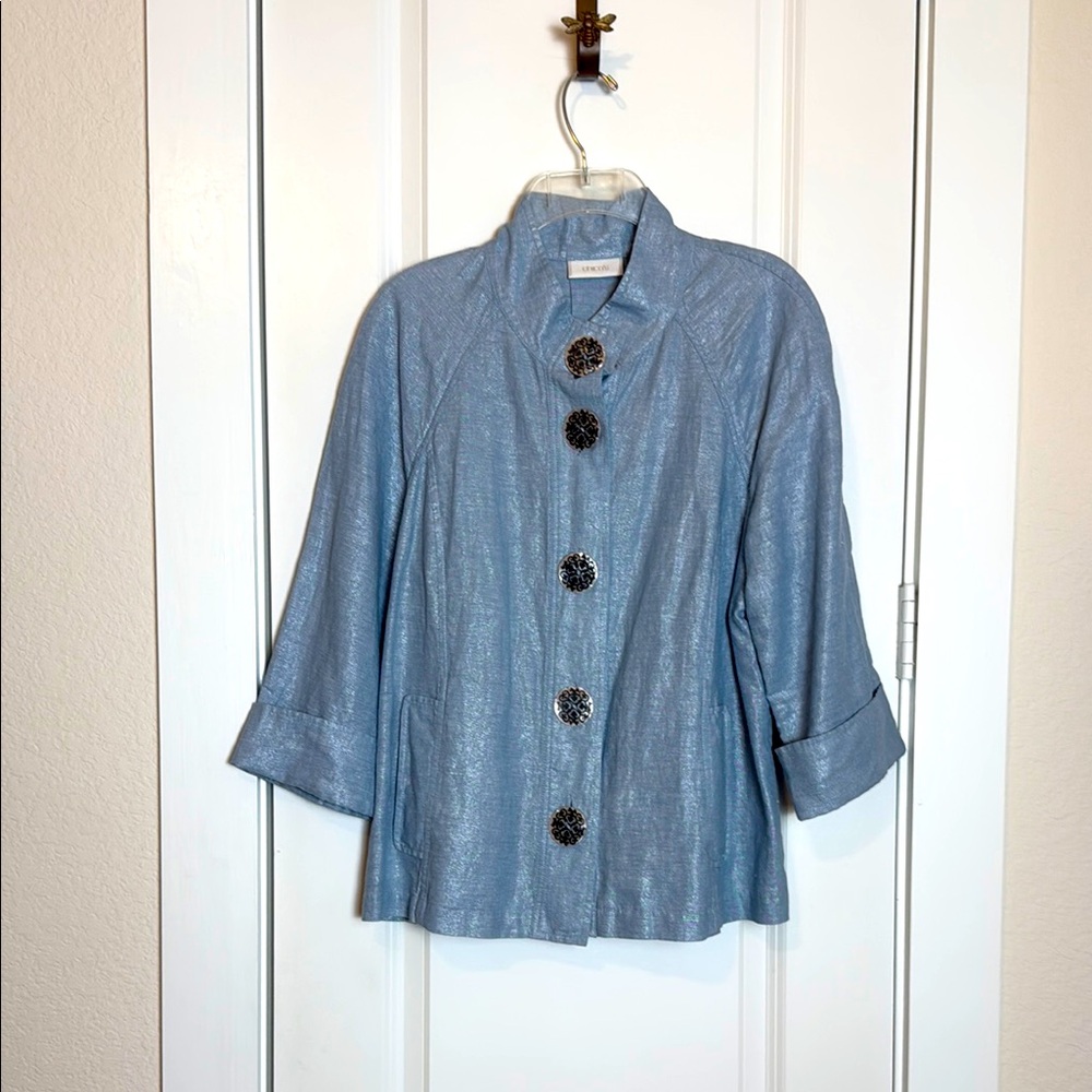 Chico's Shimmering Blue Button Down jacket